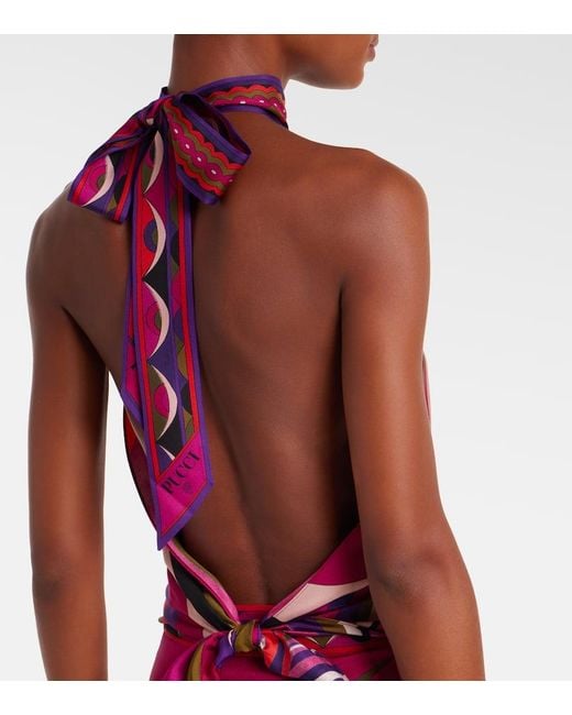 Top Iride De Saten De Seda Emilio Pucci de color Red