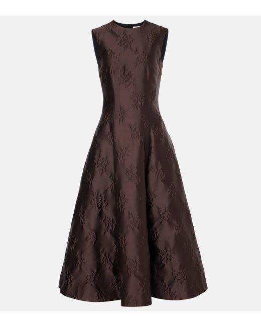 Emilia Wickstead Brown Mara Jacquard Midi Dress