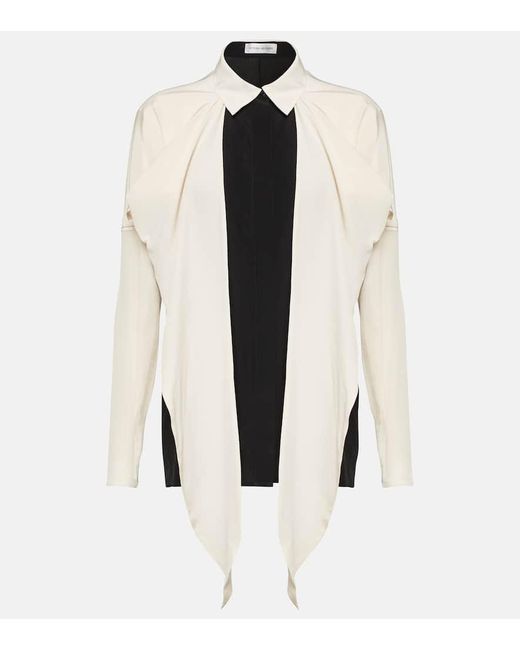 Blusa de crepe de china de seda con lazo Victoria Beckham de color White