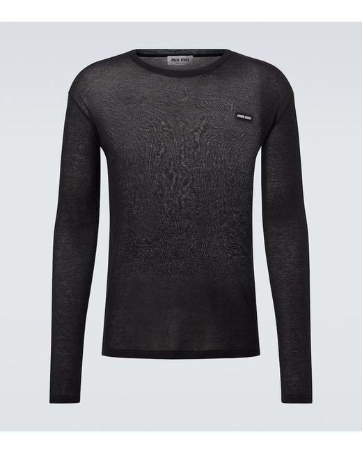 Miu Miu Black Logo Cotton Jersey T-Shirt for men