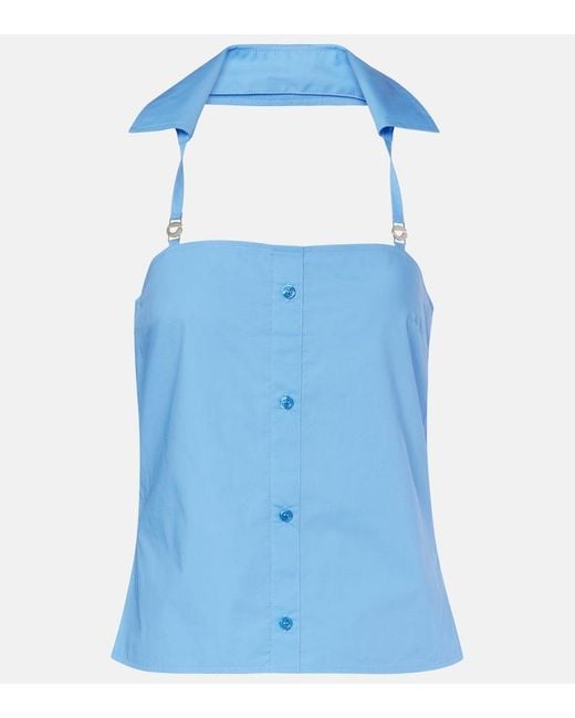 Coperni Blue Halterneck Cotton Top