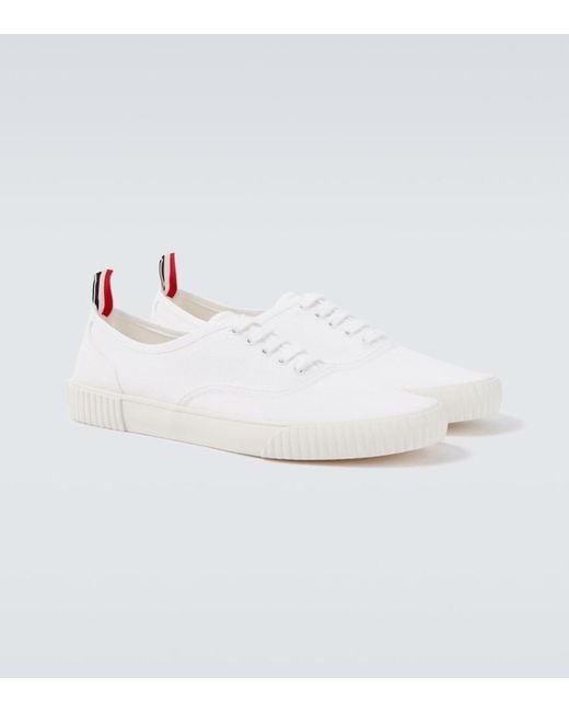 Thom Browne White Heritage Canvas Sneakers for men