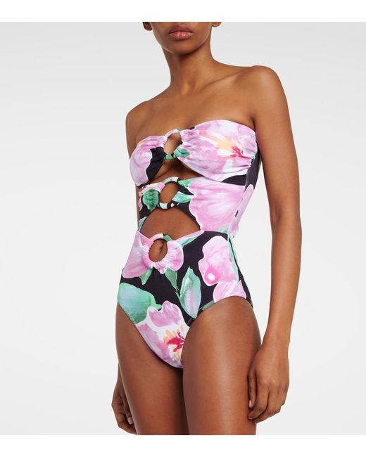 Alexandra Miro White Anya Cutout Floral Swimsuit
