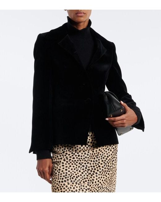 Rohe Black Single-Breasted Cotton Velvet Blazer