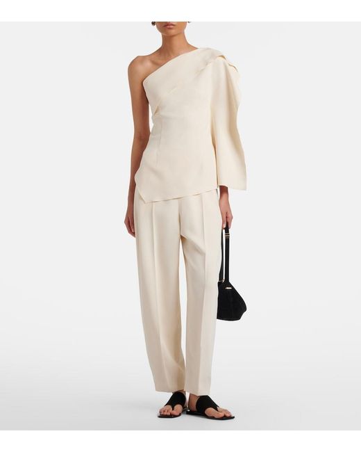 FFORME Natural Lavinia Draped One-Shoulder Top