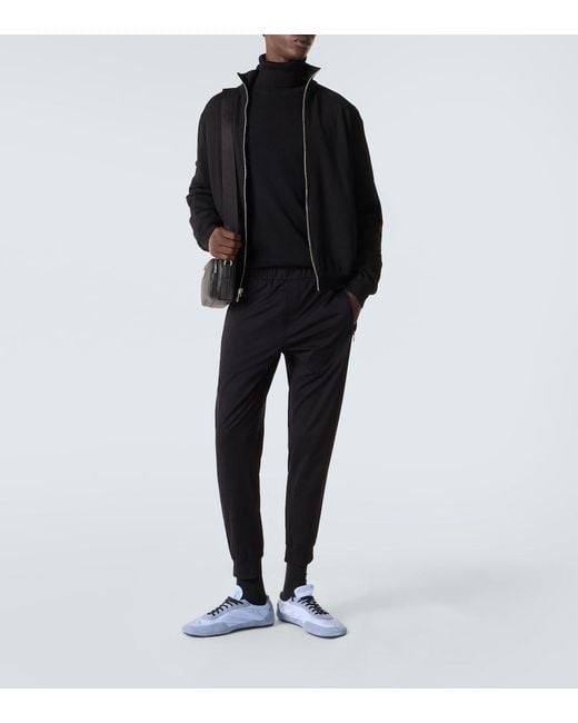 Prada Black Technical Cotton-Blend Slim Pants for men