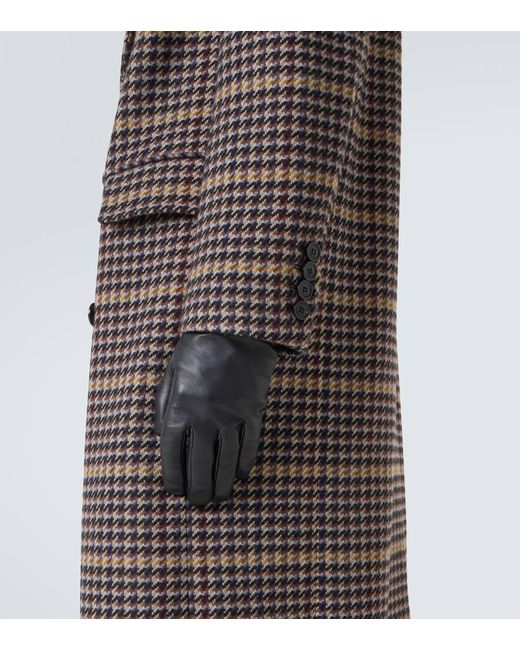 Saint Laurent Brown Houndstooth Wool Overcoat for men