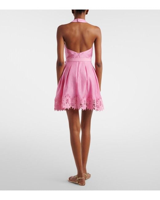 Rebecca Vallance Pink Petalite Lace-Trimmed Minidress