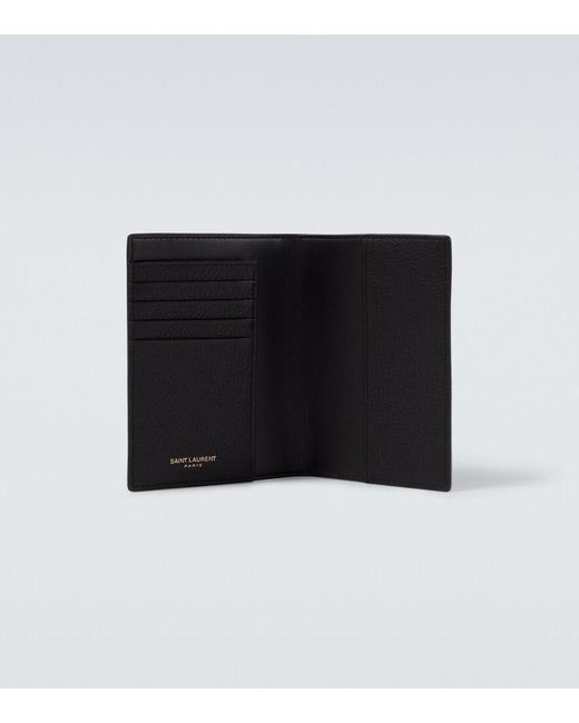 Saint Laurent Black Cassandre Leather Card Holder for men