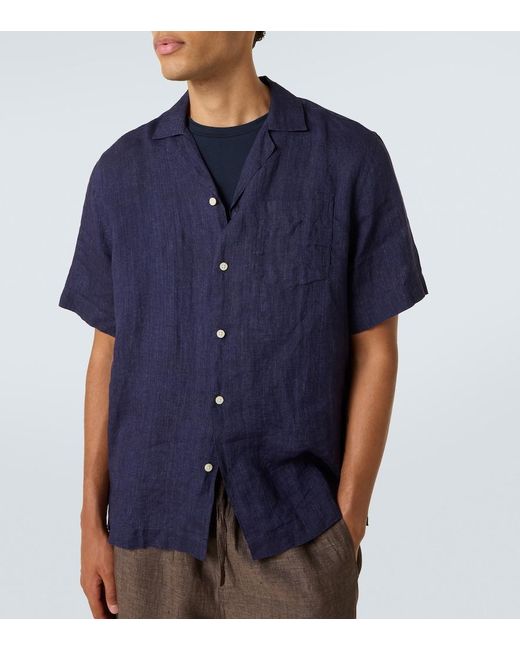 Frescobol Carioca Blue Angelo Linen Shirt for men