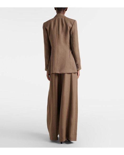 Ralph Lauren Brown Greer Linen, Cashmere, And Silk Wide-Leg Pants