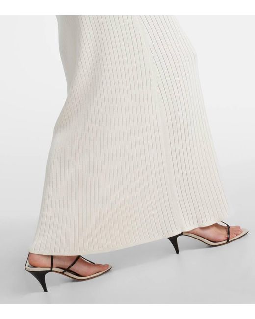 Nili Lotan White Ivenka Ribbed-knit Cotton Maxi Dress
