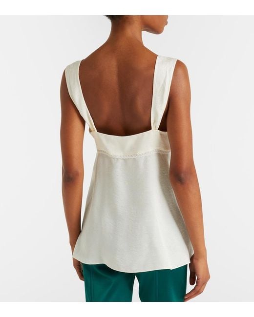 Chloé White Lace-Trimmed Silk Top