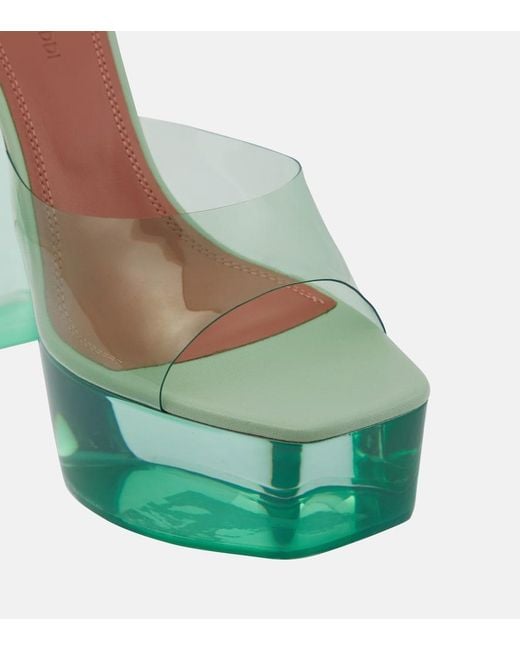 AMINA MUADDI Green Dalida Pvc Platform Mules