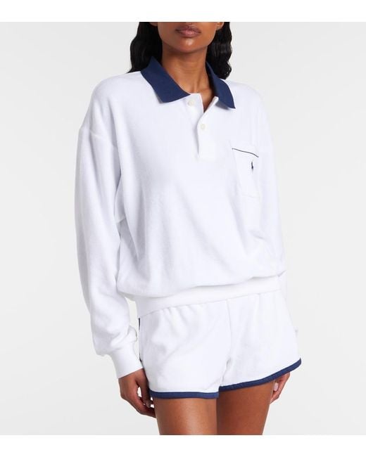 Polo Ralph Lauren White Cotton-Blend Terry Polo Shirt