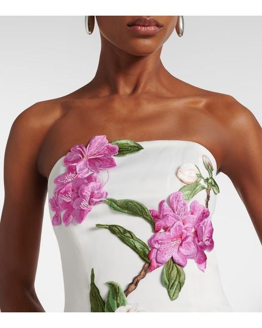 LEO LIN White Rayna Floral-Applique Bustier Dress