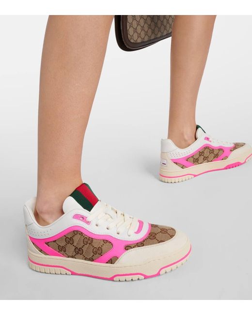 Gucci Pink Sneakers Re-Web aus Leder