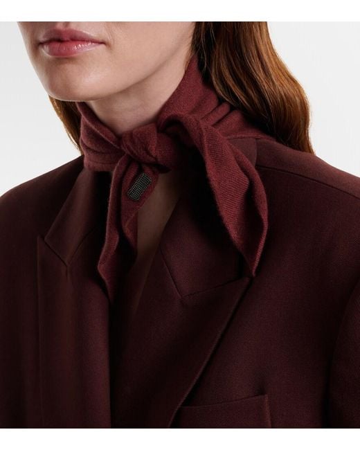 Brunello Cucinelli Red Monili Cashmere Scarf