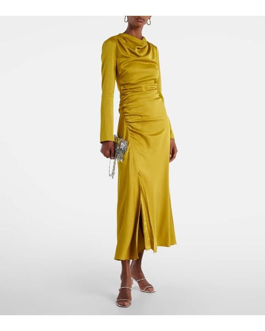 Jonathan Simkhai Yellow Midikleid Odessa Aus Satin