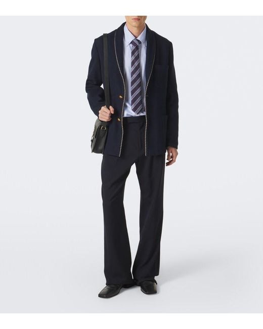 Valentino Blue Cotton Twill Blazer for men