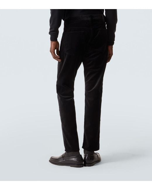 Ralph Lauren Black Mid-Rise Cotton Velvet Slim Pants for men