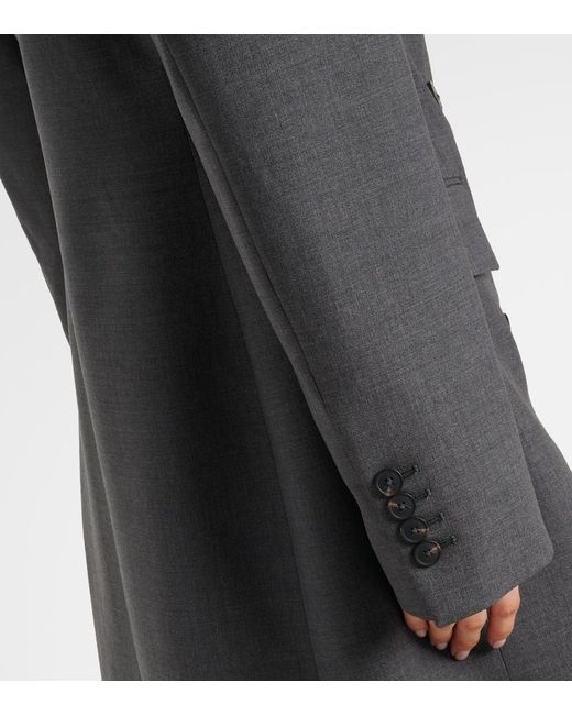 Rohe Black Double-Breasted Virgin Wool Coat