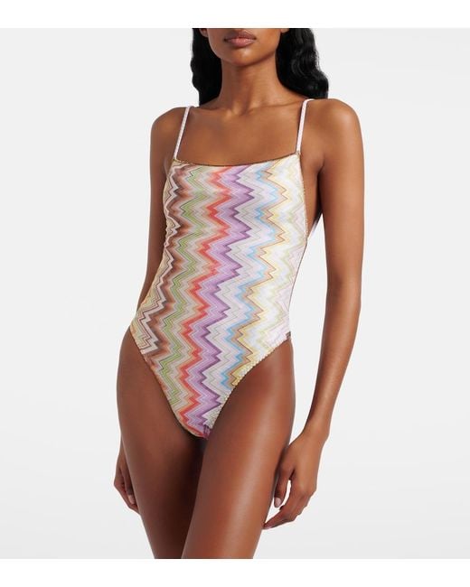 Missoni Pink Zigzag Open-Back Swimsuit