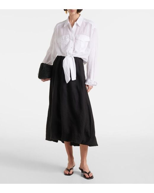 Velvet Black Rachelle Linen Midi Skirt