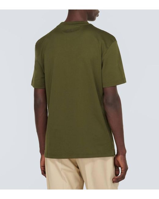 T-shirt in jersey di cotone con logo di Loro Piana in Green da Uomo