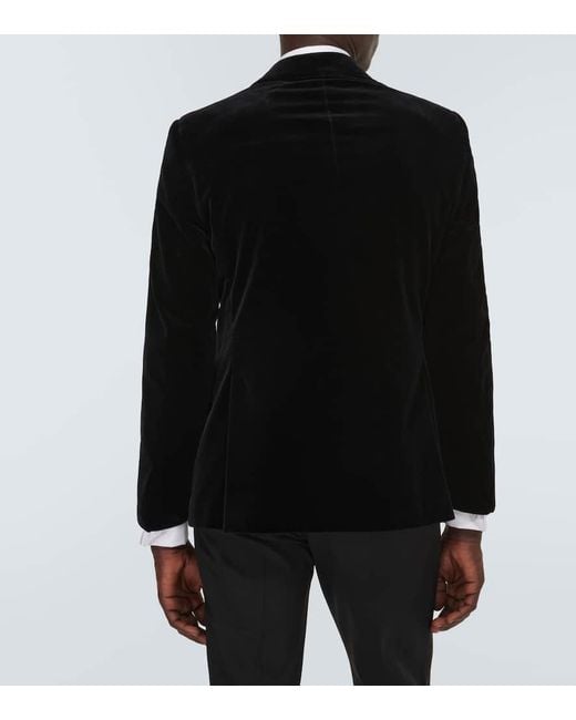 Blazer da abito in velluto di cotone di Ralph Lauren Purple Label in Black da Uomo