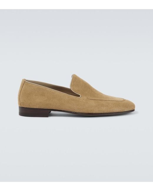 Manolo Blahnik White Truro Suede Loafers for men