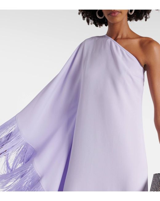 ‎Taller Marmo Purple Spritz Fringed Crepe Cady Gown