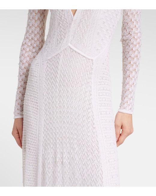 Robe Longue En Soie Et Cachemire Ralph Lauren en coloris White