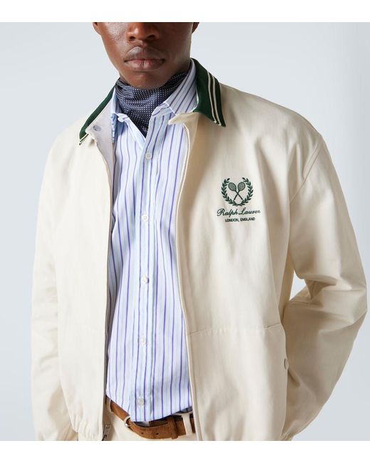 Ralph Lauren White Cotton And Cashmere Bomber Jacket for men