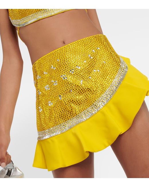 Area Yellow Minirock Aus Wolle Mit Kristallen