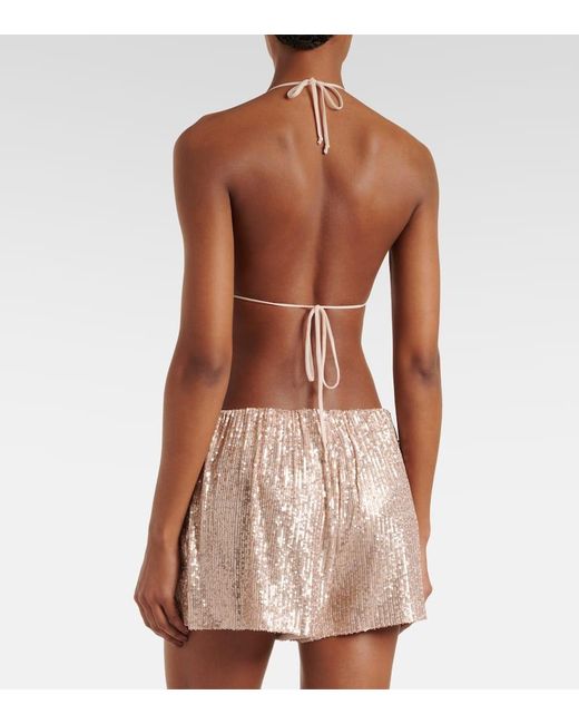 Shorts Boyfriend Elephant Con Paillettes di Norma Kamali in Natural