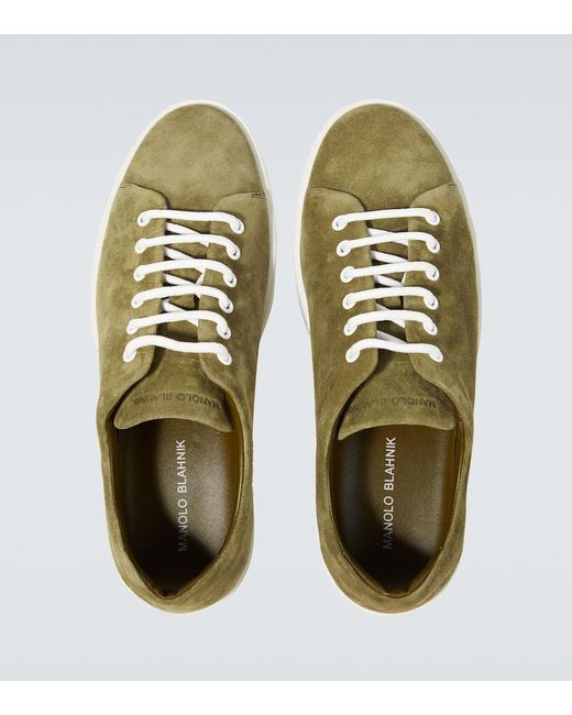 Manolo Blahnik Green Semanado Suede Sneakers for men