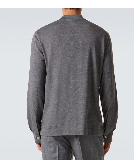 Zegna Gray Cotton And Silk Polo Shirt for men