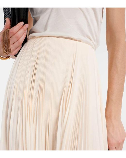 Falda larga plisada Saint Laurent de color Natural