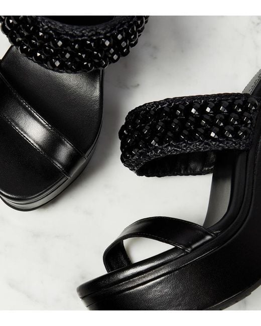 Jimmy Choo Black Amoure Wedge 130 Leather Sandals