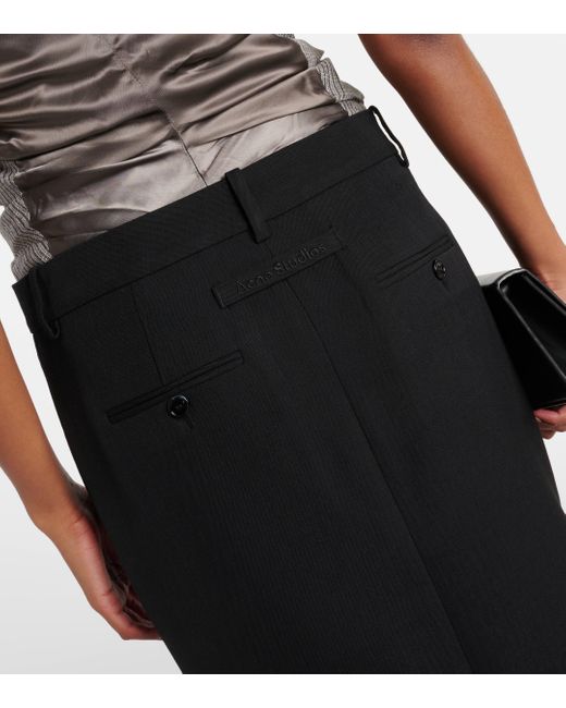Acne Black Wool-blend Maxi Skirt