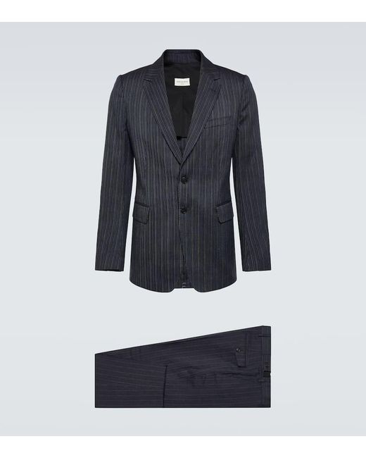 Dries Van Noten Blue Pinstripe Cotton-Blend Suit for men