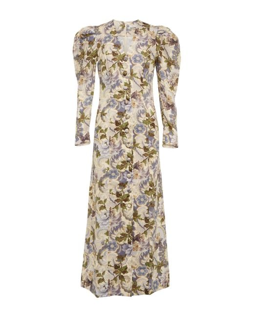 ALÉMAIS Alemais Phillipa Floral Linen Midi Dress | Lyst Australia
