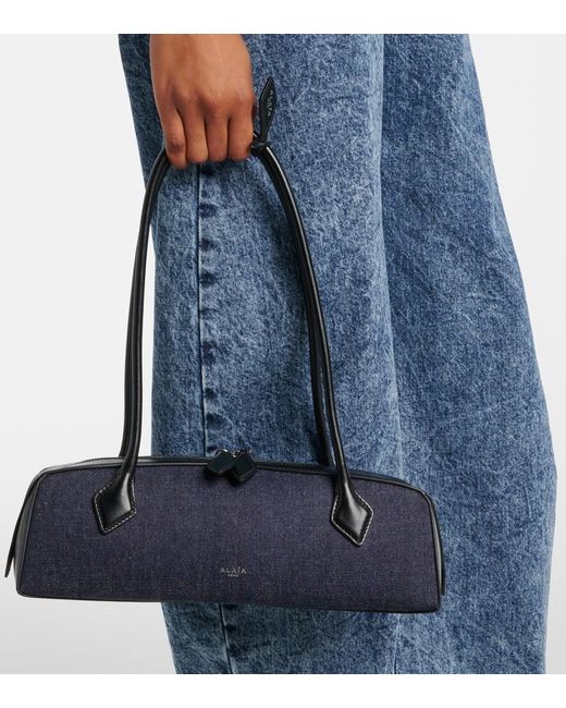 Alaïa Blue Le Teckel Medium Denim Shoulder Bag