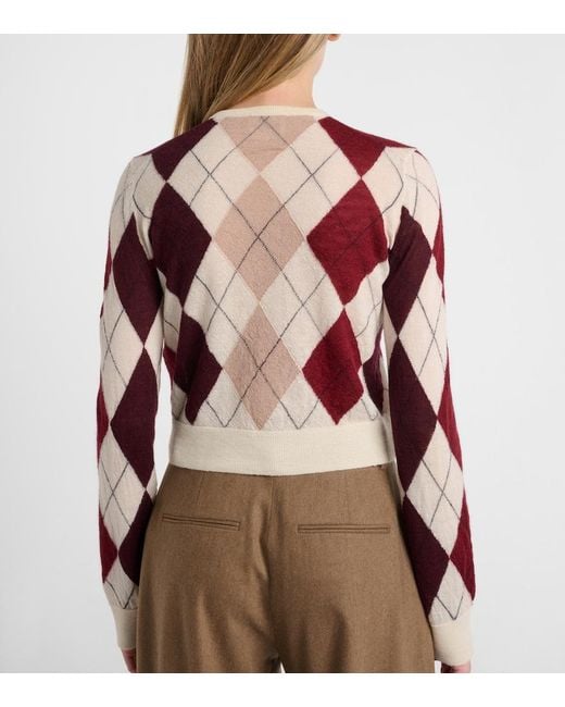 Khaite Pink Charli Argyle Cashmere And Mohair Cardigan