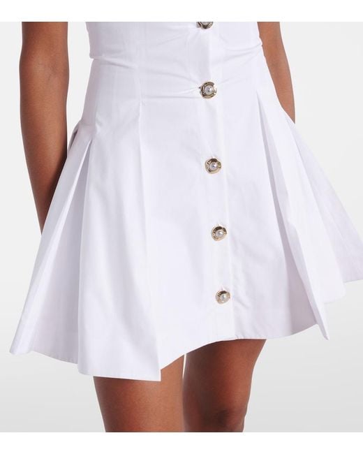 Balmain White Flared Cotton-Poplin Halter-Neck Mini Shirt Dress