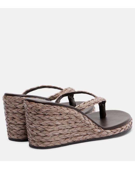Ancient Greek Sandals Brown Etheria Raffia Wedge Thong Sandals