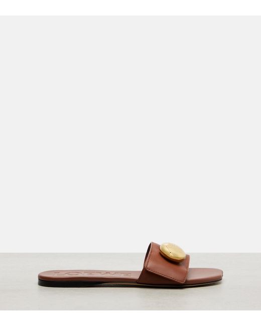 Loewe Brown Pebble Leather Slides