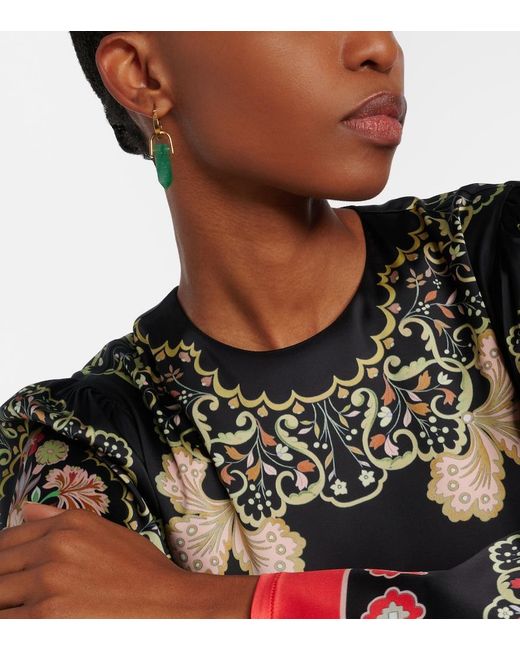 LaDoubleJ Green Pillar Embellished-Plated Earrings