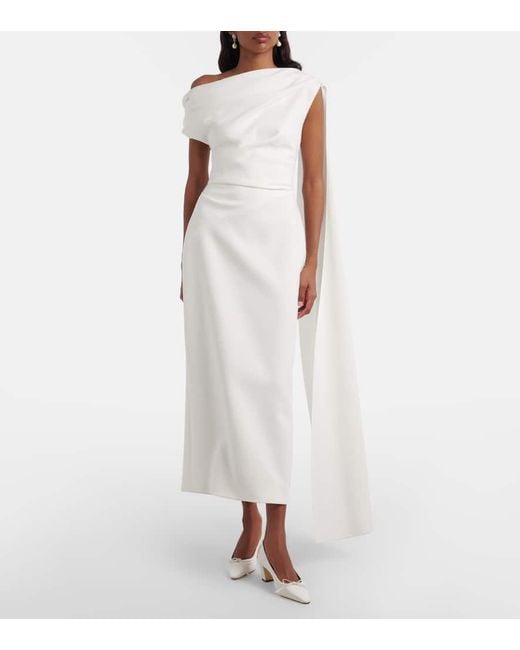 Manolo Blahnik White Martebal 50 Bow-Detail Leather-Trimmed Pumps